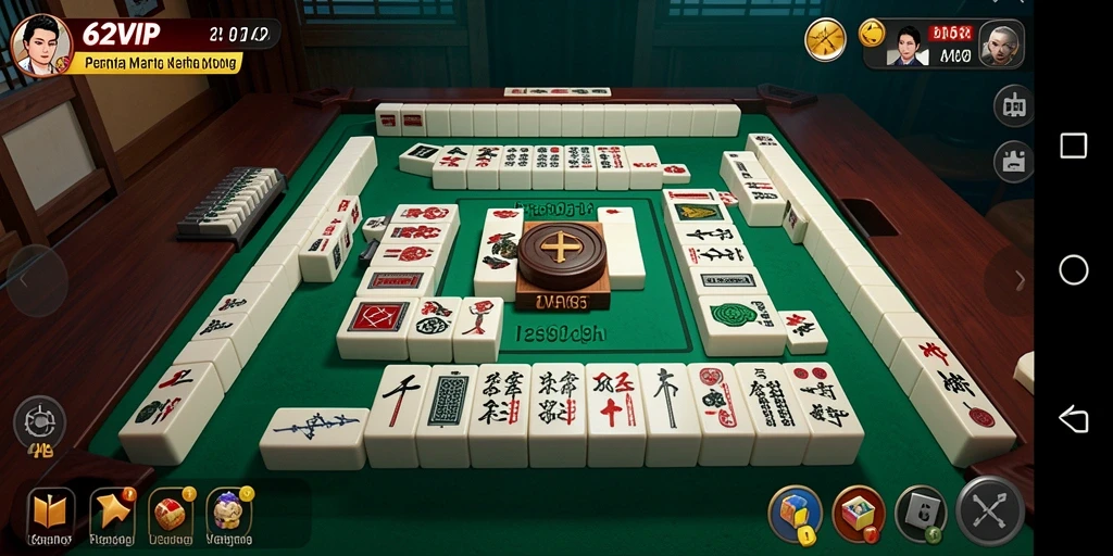 Screenshot gameplay 62VIP menunjukkan pengalaman Mahjong yang menarik.