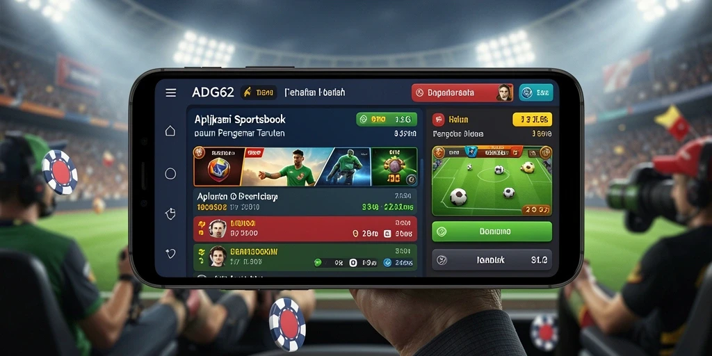 Screenshot utama menunjukkan tampilan dashboard ADG62 dengan berbagai pilihan taruhan.