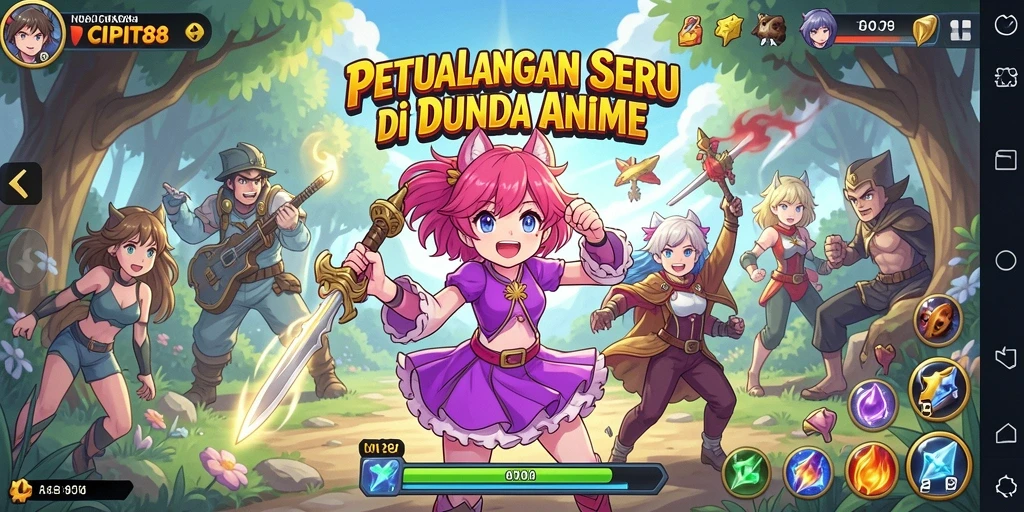 Screenshot gameplay CIPIT88 menampilkan aksi karakter anime yang dinamis.
