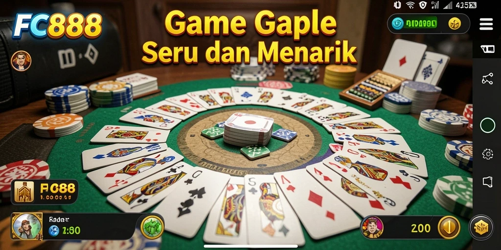 Tampilan gameplay seru Gaple di FC888 dengan interaksi pemain.
