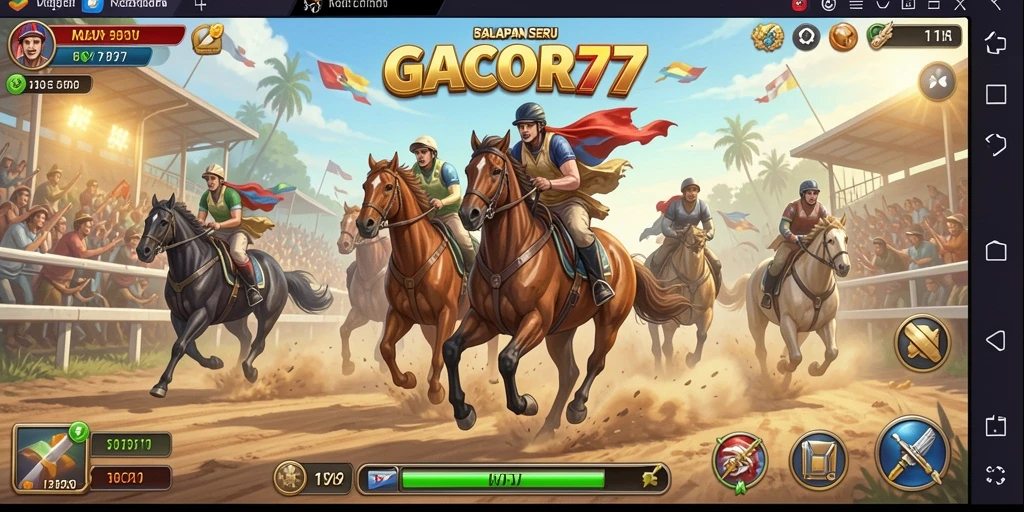 Screenshot GACOR77 menampilkan momen balapan yang mendebarkan dengan mobil cepat.