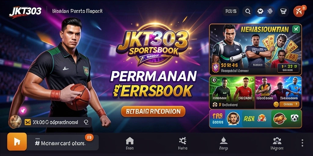 Tampilan menarik dan interaktif dari aplikasi Sportsbook JKT303.