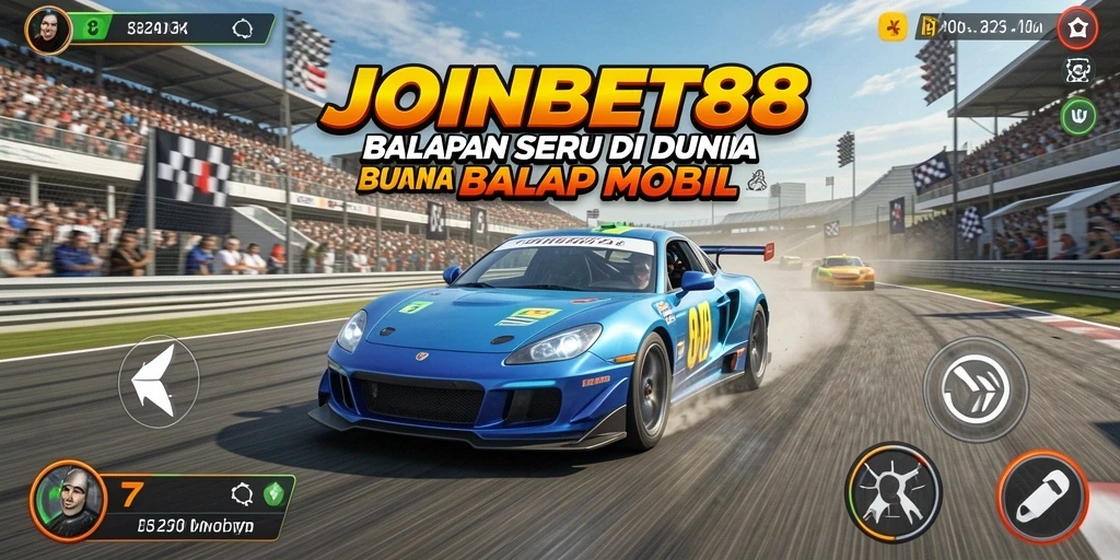 Screenshot dari gameplay seru dalam JOINBET88 balapan mobil.