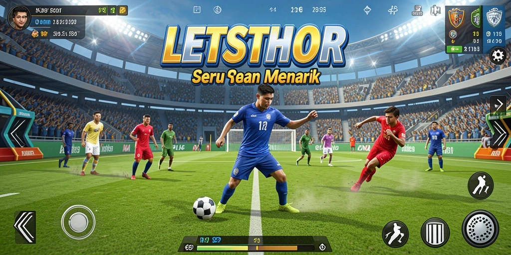 Tampilan gameplay LETSTHOR dengan aksi pertandingan olahraga yang seru.