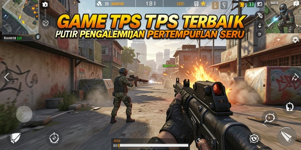 Screenshot utama MAMEN123 menunjukkan aksi intens dalam permainan TPS.