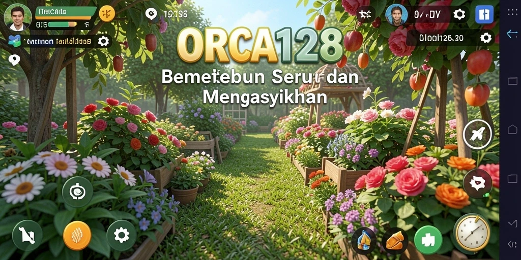 Tampilan menarik dari gameplay ORCA128 dengan elemen berkebun.