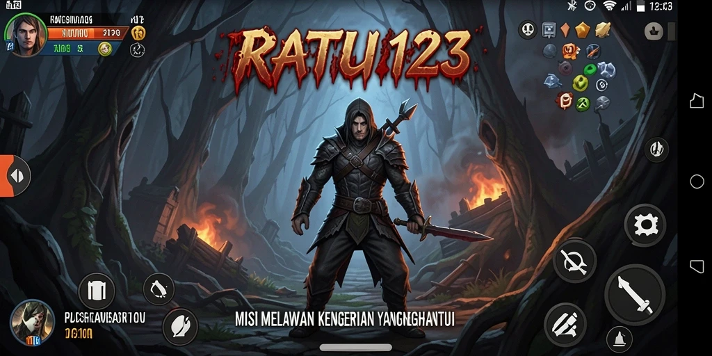 Tampilan gameplay <strong>RATU123</strong> dengan suasana Horror yang mencekam dan karakter yang menakutkan.