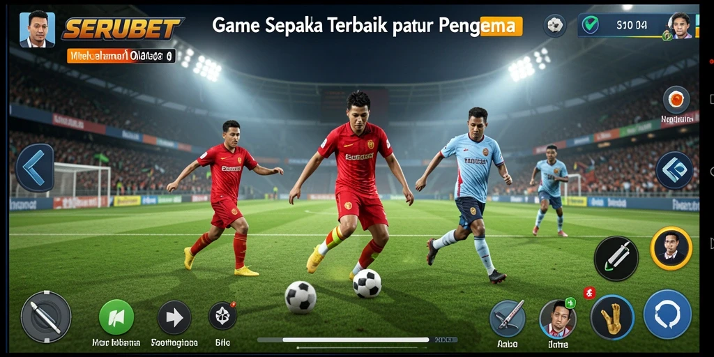 Tampilan gameplay SERUBET yang mendebarkan dan penuh aksi sepak bola.
