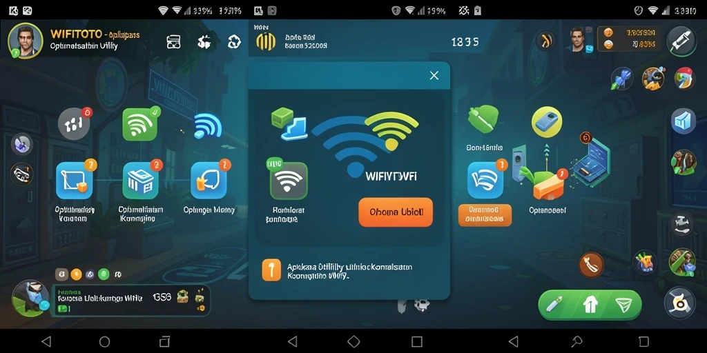 Screenshot aplikasi WIFITOTO menunjukkan antarmuka pengguna yang informatif hingga pengaturan jaringan yang fleksibel.